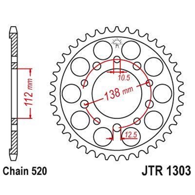 Couronne Acier Honda - 520 - 43 Dents - Similaire JTR1303 - Made in Germany