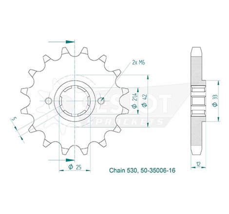 Pignon Yamaha - 530 - 16 Dents - Similaire JTF571 - Made in Germany