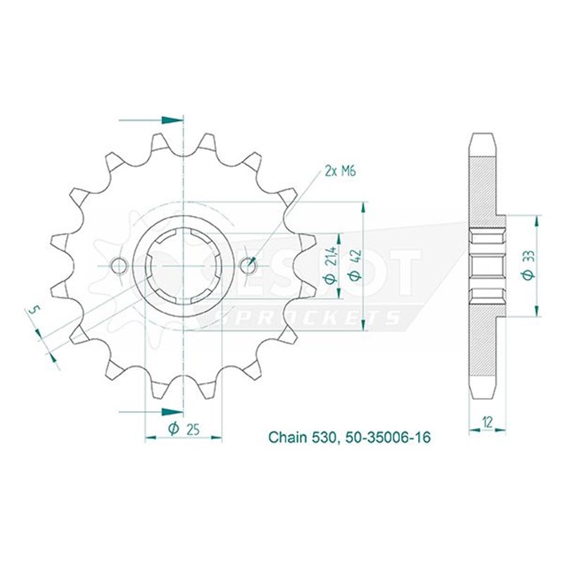 Pignon Yamaha - 530 - 16 Dents - Similaire JTF571 - Made in Germany