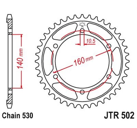 Couronne Acier Kawasaki - 530 - 44 Dents - Similaire JTR502 - Made in Germany