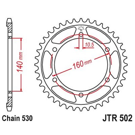 Couronne Acier Kawasaki - 530 - 44 Dents - Similaire JTR502 - Made in Germany