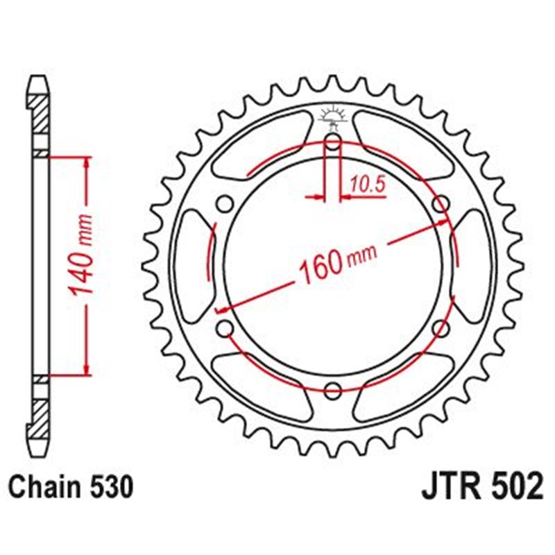 Couronne Acier Kawasaki - 530 - 45 Dents - Similaire JTR502 - Made in Germany