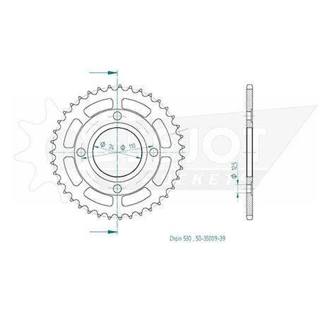 Couronne Acier Yamaha - 530 - 39 Dents - Similaire JTR854 - Made in Germany