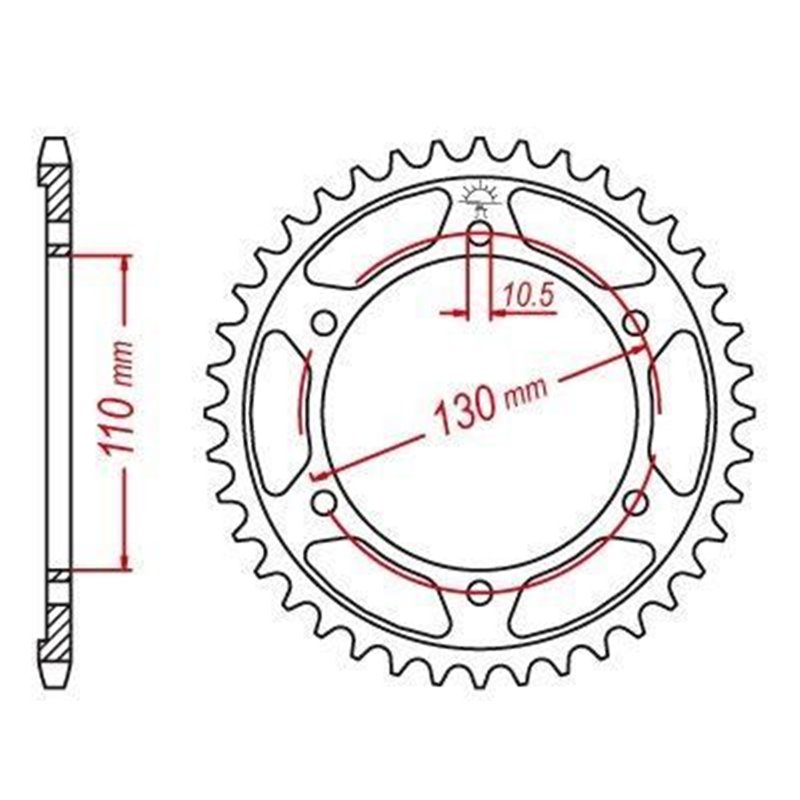 Couronne Acier Yamaha - 530 - 44 Dents - Similaire JTR479 - Made in Germany