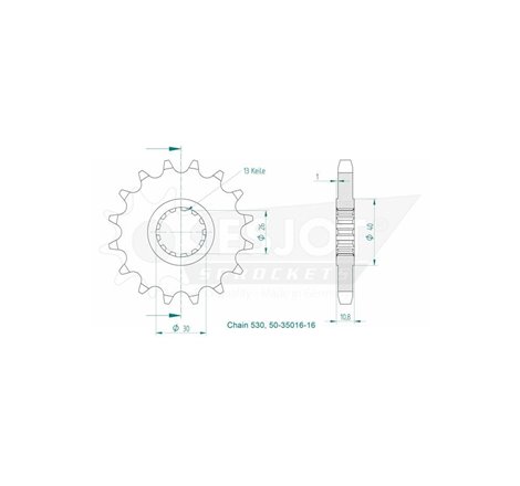 Pignon Lightweight Yamaha - 530 - 16 Dents - Similaire JTF579 - Made in Germany