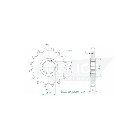 Pignon Lightweight Yamaha - 530 - 16 Dents - Similaire JTF579 - Made in Germany