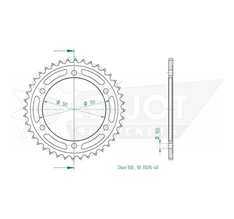 Couronne Acier Yamaha - 530 - 40 Dents - Similaire JTR859 - Made in Germany