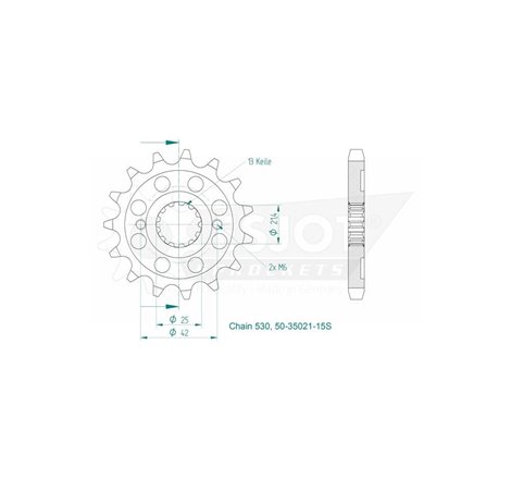 Pignon Lightweight Yamaha - 530 - 15 Dents - Made in Germany