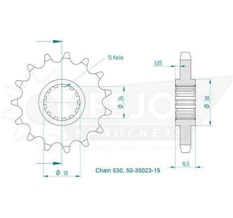 Pignon Lightweight - 530 - 14 Dents - Made in Germany