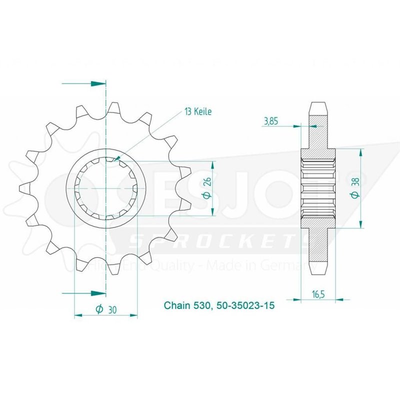 Pignon Lightweight - 530 - 14 Dents - Made in Germany