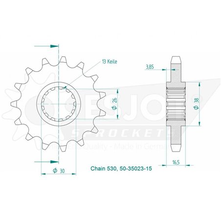 Pignon Lightweight - 530 - 14 Dents - Made in Germany