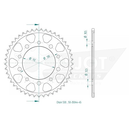 Couronne Acier Honda - 530 - 45 Dents - Similaire JTR302 - Made in Germany