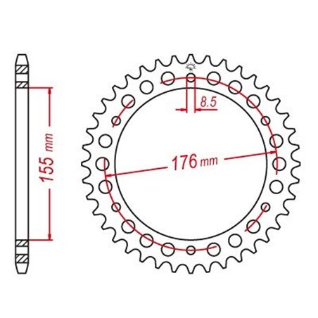 Couronne Acier Triumph - 530 - 43 Dents - Similaire JTR2011 - Made in Germany