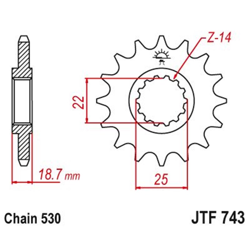 Pignon Ducati - 530 - 15 Dents - Similaire JTF743 - Made in Germany