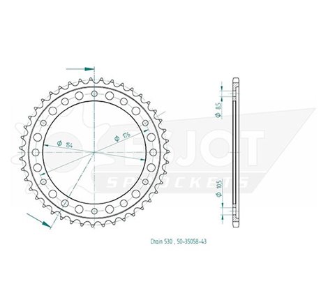 Couronne Acier - 530 - 43 Dents - Made in Germany