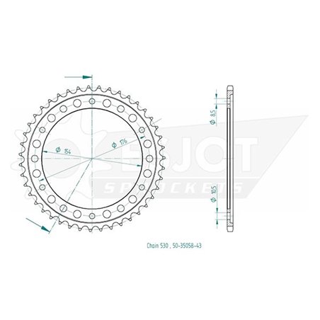 Couronne Acier - 530 - 43 Dents - Made in Germany