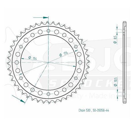 Couronne Acier Honda - 530 - 44 Dents - Made in Germany