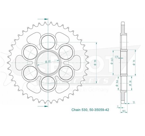 Couronne Acier Ducati - 530 - 40 Dents - Made in Germany