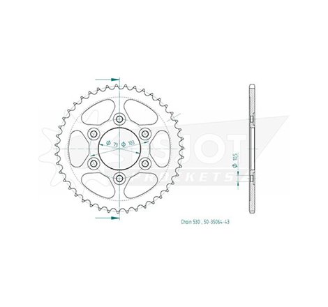 Couronne Acier Ducati - 530 - 43 Dents - Made in Germany