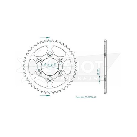 Couronne Acier Ducati - 530 - 43 Dents - Made in Germany