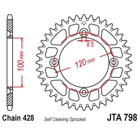 Couronne Alu TT Beta-Suzuki - 428 - 50 Dents - Similaire JTA798 - Made in Germany