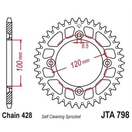 Couronne Alu TT Beta-Suzuki - 428 - 50 Dents - Similaire JTA798 - Made in Germany