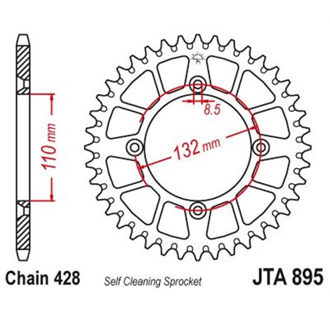 Couronne Alu TT KTM - 428 - 46 Dents - Similaire JTA895 - Made in Germany