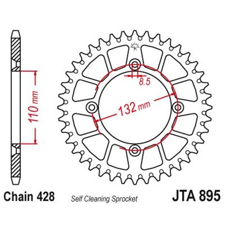 Couronne Alu TT KTM - 428 - 46 Dents - Similaire JTA895 - Made in Germany