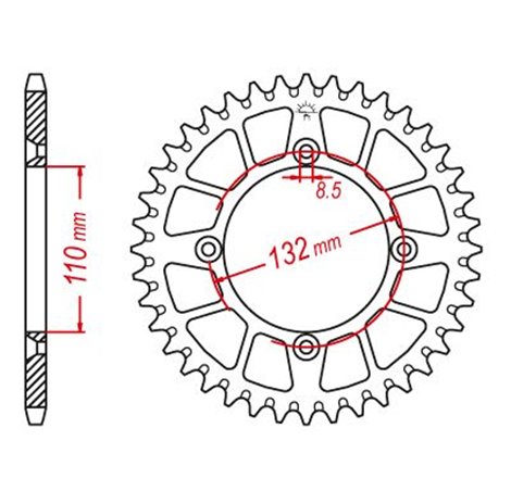 Couronne Alu TT KTM - Husqvarna Bleue - 428 - 46 Dents - Similaire JTA895 - Made in Germany