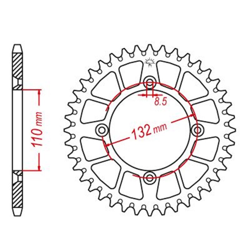 Couronne Alu TT KTM - Husqvarna Bleue - 428 - 46 Dents - Similaire JTA895 - Made in Germany