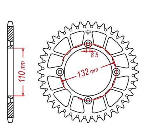 Couronne Alu TT KTM Orange - 428 - 46 Dents - Similaire JTA895 - Made in Germany