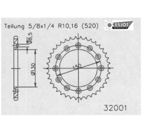 Couronne Alu TT Honda-Yamaha Bleue - 520 - 47 Dents - Similaire JTA245 - Made in Germany