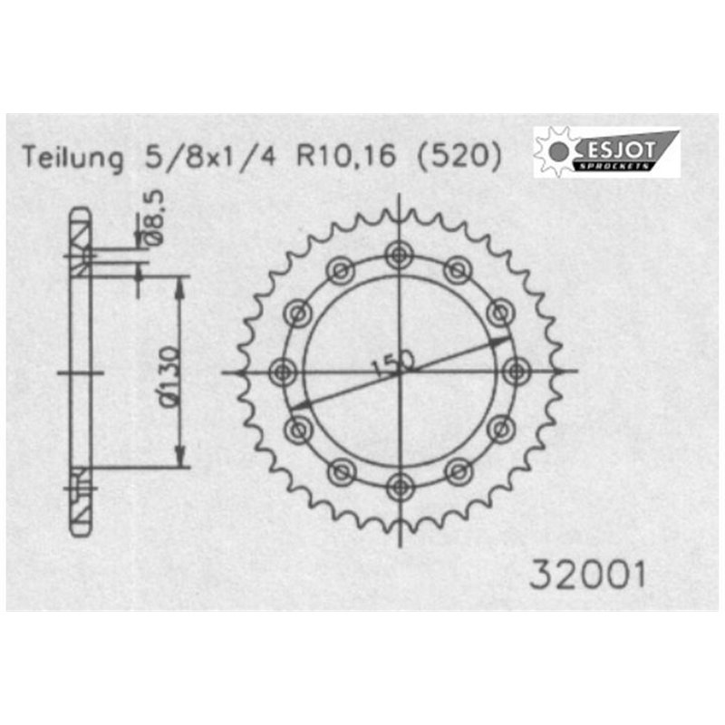 Couronne Alu TT Honda-Yamaha Bleue - 520 - 47 Dents - Similaire JTA245 - Made in Germany