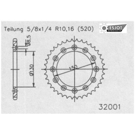 Couronne Alu TT Honda-Yamaha Bleue - 520 - 47 Dents - Similaire JTA245 - Made in Germany