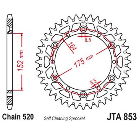 Couronne Alu TT Yamaha - 520 - 48 Dents - Similaire JTA853 - Made in Germany