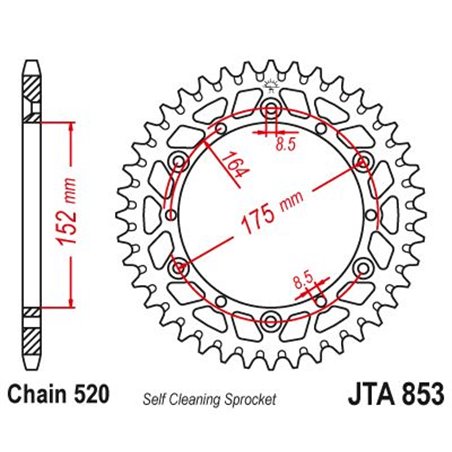 Couronne Alu TT Yamaha - 520 - 48 Dents - Similaire JTA853 - Made in Germany