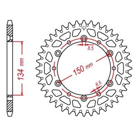 Couronne Alu TT Kawasaki Verte - 520 - 47 Dents - Similaire JTA460 - Made in Germany