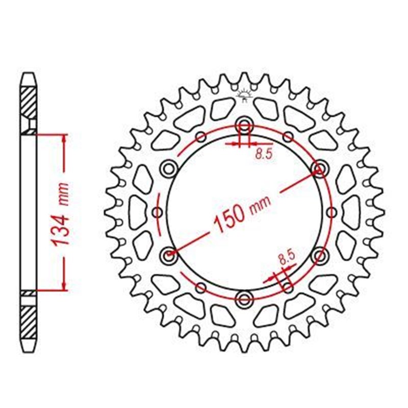 Couronne Alu TT Kawasaki Verte - 520 - 47 Dents - Similaire JTA460 - Made in Germany