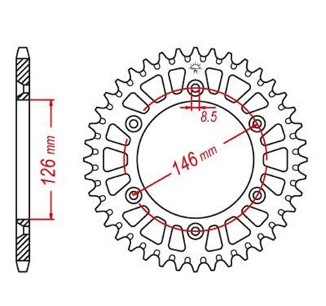 Couronne Alu TT Suzuki Jaune - 520 - 48 Dents - Similaire JTA808 - Made in Germany