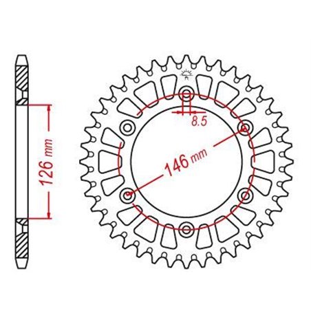 Couronne Alu TT Suzuki Jaune - 520 - 48 Dents - Similaire JTA808 - Made in Germany