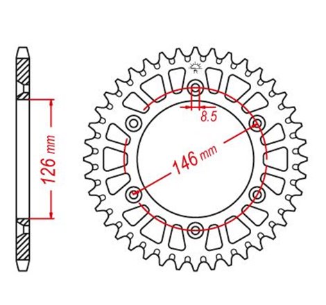 Couronne Alu TT Suzuki Jaune - 520 - 51 Dents - Similaire JTA808 - Made in Germany