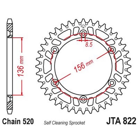 Couronne Alu TT Gas Gas-Husqvarna-Suzuki - 520 - 42 Dents - Similaire JTA822 - Made in Germany