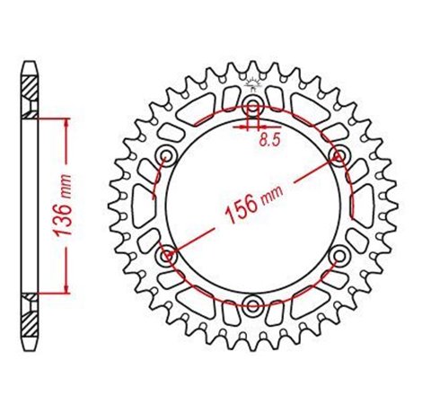 Couronne Alu TT Beta-Husqvarna-Suzuki Noire - 520 - 49 Dents - Similaire JTA822 - Made in Germany