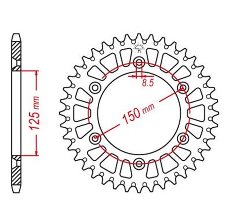 Couronne Alu TT Husqvarna-KTM Orange - 520 - 40 Dents - Similaire JTA897 - Made in Germany