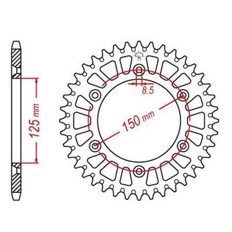 Couronne Alu TT Husqvarna-KTM Orange - 520 - 42 Dents - Similaire JTA897 - Made in Germany