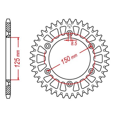 Couronne Alu TT Husqvarna-KTM Bleue - 520 - 50 Dents - Similaire JTA897 - Made in Germany