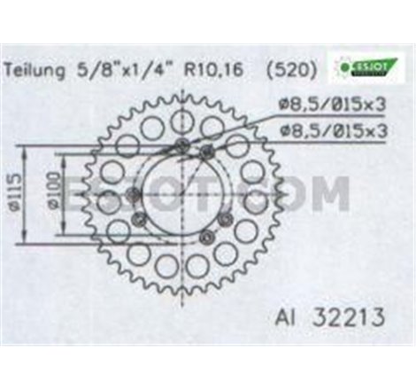 Couronne Alu Gas Gas - 520 - 44 Dents - Made in Germany