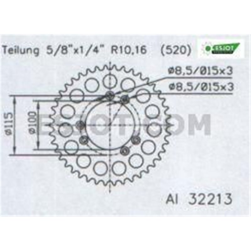 Couronne Alu Gas Gas - 520 - 44 Dents - Made in Germany