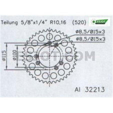 Couronne Alu Gas Gas - 520 - 44 Dents - Made in Germany