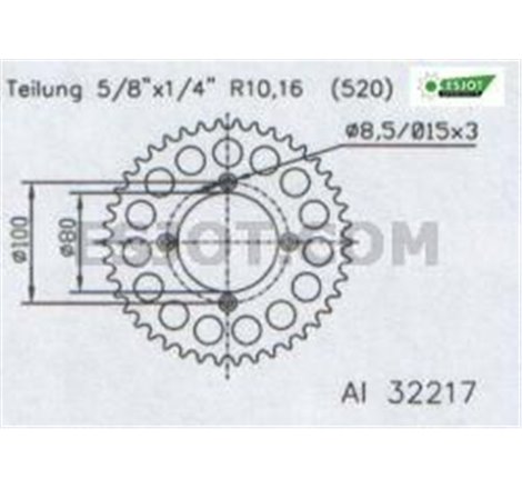 Couronne Alu Gas Gas - 520 - 44 Dents - Made in Germany